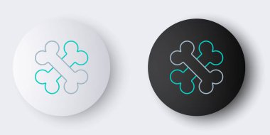 Çizgiyi aşan kemik simgesi gri arkaplanda izole edildi. Besin sembolü. Renkli taslak konsepti. Vektör.