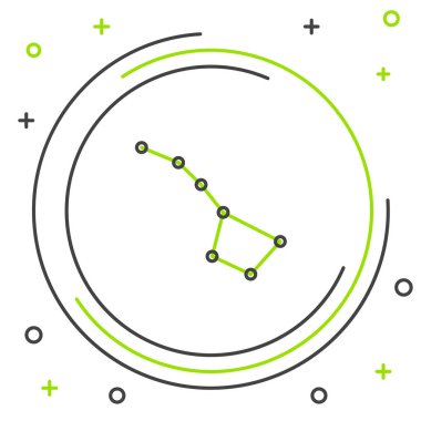 Çizgi Büyük Ayı takımyıldızı simgesi beyaz arkaplanda izole edildi. Renkli taslak konsepti. Vektör.