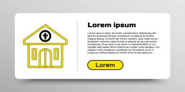 Çizgi Kilise binası simgesi beyaz arka planda izole edildi. Hıristiyan Kilisesi. Kilisenin dini. Renkli taslak konsepti. Vektör.