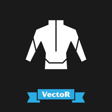 Beyaz dalış kıyafeti siyah arka planda izole edilmiş dalgıç ikonu. Su altı ekipmanları. Vektör.