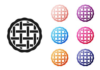 Beyaz arkaplanda siyah ev yapımı turta simgesi var. Simgeleri renklendirin. Vektör.