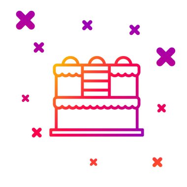 Beyaz arkaplanda renk çizgisi Kek simgesi izole edildi. Doğum günün kutlu olsun. Kademeli rastgele dinamik şekiller. Vektör.