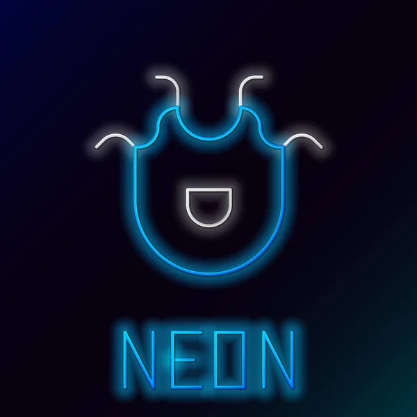 Zářící Neonová Čára Kuchyňská Zástěra Ikona Izolované Černém Pozadí Kuchařská — Stockový vektor