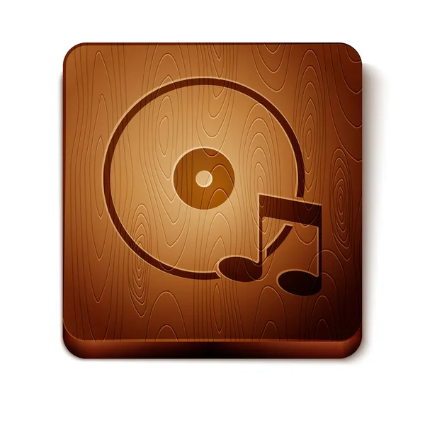 Braunes Vinyl Disk Symbol Isoliert Auf Weißem Hintergrund Holzquadratischer Knopf — Stockvektor