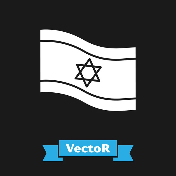 White Flag Israel Icon Isolated Black Background National Patriotic Symbol — Stock Vector