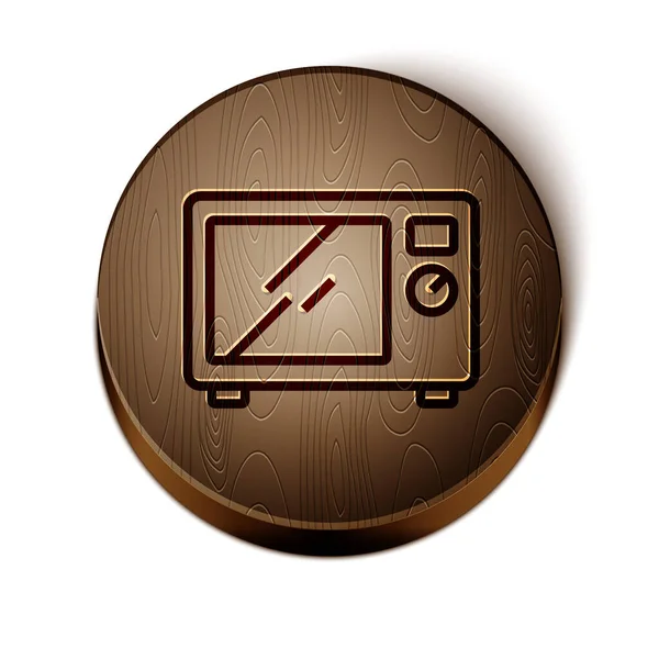 Bruine Lijn Magnetron Pictogram Geïsoleerd Witte Achtergrond Pictogram Huishoudelijke Apparaten — Stockvector