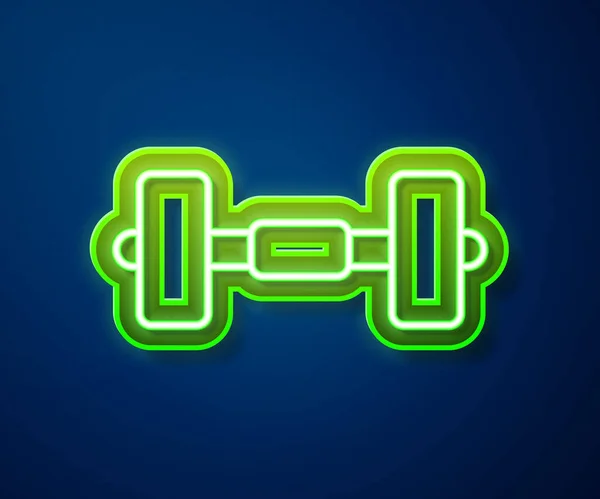 Ragyogó Neon Vonal Dumbbell Ikon Elszigetelt Kék Háttérrel Izomemelő Ikon — Stock Vector