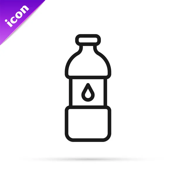 黑线瓶装水图标隔离在白色背景 苏打水的标志 — 图库矢量图片