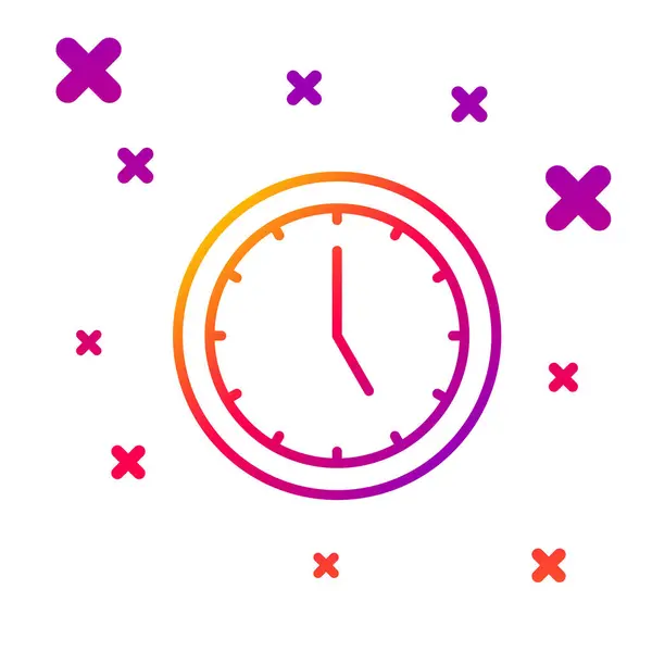 Färg Linje Klocka Ikonen Isolerad Vit Bakgrund Tidssymbol Lutande Slumpmässiga — Stock vektor