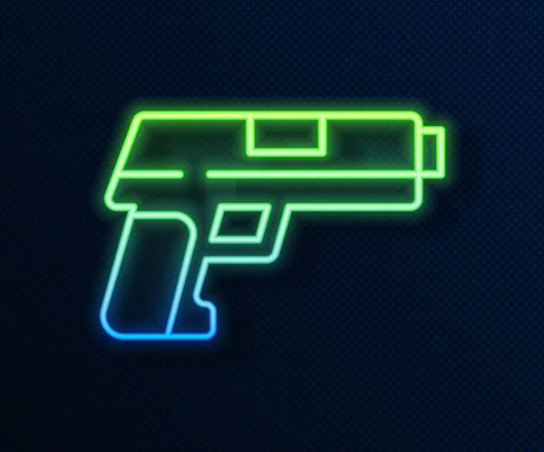 Leuchtende Leuchtschrift Pistole Oder Pistole Auf Blauem Hintergrund Polizei Oder — Stockvektor