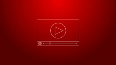 Kırmızı arkaplanda Green Line Online video simgesi izole edildi. Oyun işaretli film şeridi. 4K Video hareketli grafik canlandırması