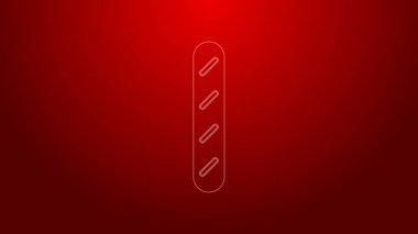 Yeşil çizgili Fransız ekmeği simgesi kırmızı arkaplanda izole edilmiş. 4K Video hareketli grafik canlandırması