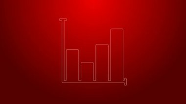 Kırmızı arkaplanda yeşil çizgi pasta grafiği bilgi simgesi izole edildi. Diyagram çizelgesi. 4K Video hareketli grafik canlandırması