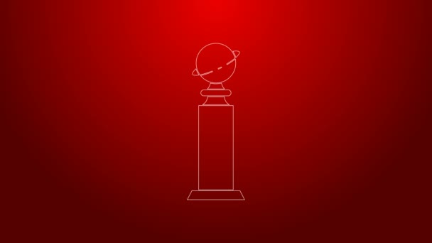 Linea verde Trofeo Golden Globe icona isolata su sfondo rosso. Icona del premio Oscar. Film e simbolo del cinema. Animazione grafica 4K Video motion — Video Stock