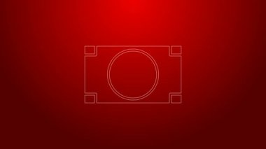 Yeşil çizgi, kağıt para yığını kırmızı arka planda izole nakit ikonu. Para desteleri. Para birimi. 4K Video hareketli grafik canlandırması