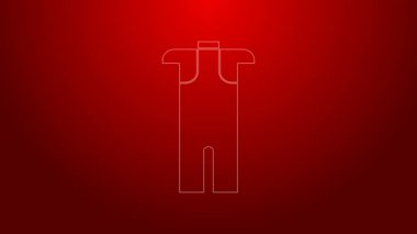 Kırmızı arkaplanda yeşil çizgi dalgıç ikonu izole edildi. Su altı ekipmanları. 4K Video hareketli grafik canlandırması