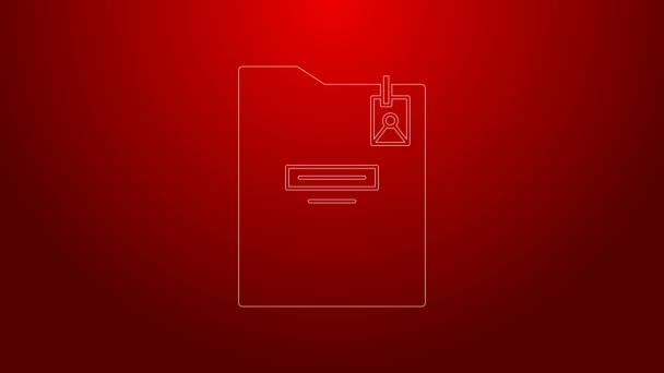 Línea verde Icono de carpeta personal aislado sobre fondo rojo. Animación gráfica de vídeo 4K — Vídeos de Stock