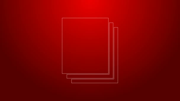 Ligne verte Icône en papier propre isolée sur fond rouge. Icône de fichier. Icône Liste de vérification. Concept d'entreprise. Animation graphique de mouvement vidéo 4K — Video