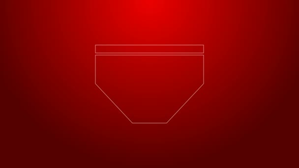 Zielona linia Spodnie kąpielowe ikona izolowane na czerwonym tle. 4K Animacja graficzna ruchu wideo — Wideo stockowe