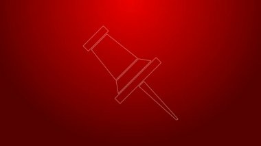 Yeşil çizgi İtme simgesi kırmızı arkaplanda izole edildi. Raptiye işareti. 4K Video hareketli grafik canlandırması
