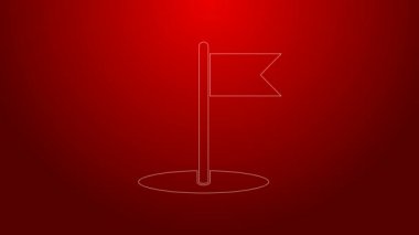 Kırmızı arkaplanda yeşil çizgi simgesi izole edildi. Yer belirleyici sembol. 4K Video hareketli grafik canlandırması