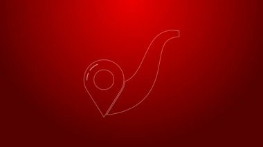Yeşil hat rota konumu simgesi kırmızı arkaplanda izole edildi. Harita işaretçisi işareti. Yol ya da yol kavramı. GPS navigatörü. 4K Video hareketli grafik canlandırması