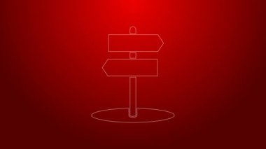 Yeşil Hat Trafik İşareti. Kırmızı arkaplanda işaretleme simgesi izole edildi. İşaretçi sembolü. İzole sokak bilgi levhası. Yön tabelası. 4K Video hareketli grafik canlandırması