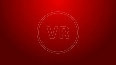 Yeşil çizgi Sanal gerçeklik simgesi kırmızı arkaplanda izole edildi. 4K Video hareketli grafik canlandırması