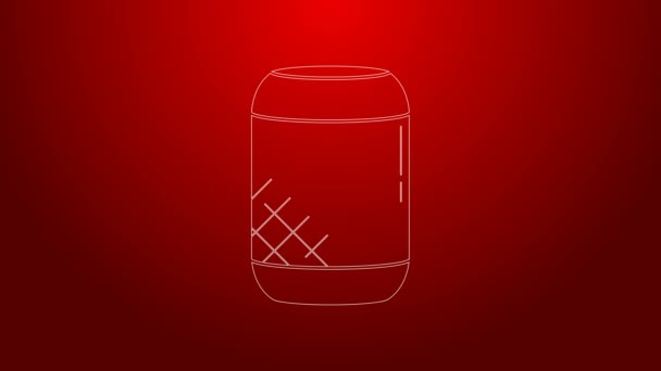 Linha verde Ícone assistente de voz isolado no fundo vermelho. Controle de voz interface do usuário alto-falante inteligente. Animação gráfica em movimento de vídeo 4K — Vídeo de Stock