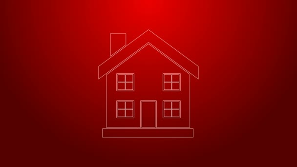 Green line House icon isolated on red background. Home symbol. 4K Video motion graphic animation — Stock Footage Green line House icon isolated on red background. Home symbol. 4K Video motion graphic animation Royalty Free Stock Footage