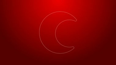 Yeşil çizgi Ay ve yıldız simgesi kırmızı arkaplanda izole edildi. 4K Video hareketli grafik canlandırması