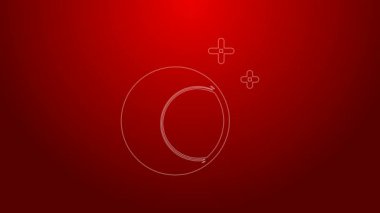 Yeşil çizgi Ay ve yıldız simgesi kırmızı arkaplanda izole edildi. 4K Video hareketli grafik canlandırması