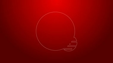 Yeşil çizgi gezegen simgesi kırmızı arkaplanda izole edildi. 4K Video hareketli grafik canlandırması