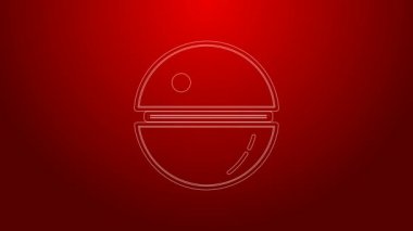 Yeşil çizgi Ölüm Yıldızı simgesi kırmızı arkaplanda izole edildi. 4K Video hareketli grafik canlandırması