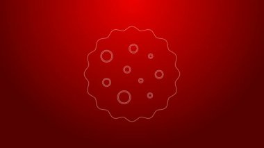 Yeşil çizgi Kurabiye ya da kırmızı arka planda çikolata ikonlu bisküvi. 4K Video hareketli grafik canlandırması