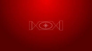 Yeşil çizgi Candy simgesi kırmızı arkaplanda izole edildi. Mutlu Noeller ve mutlu yıllar. 4K Video hareketli grafik canlandırması