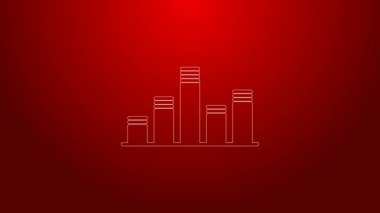 Yeşil çizgi müzik eşitleyici simgesi kırmızı arkaplanda izole edildi. Ses dalgası. Ses dijital dengeleyici teknolojisi, konsol paneli, nabız müzikali. 4K Video hareketli grafik canlandırması