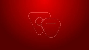 Kırmızı arkaplanda yeşil çizgi gitar seçimi simgesi izole edildi. Müzik aleti. 4K Video hareketli grafik canlandırması