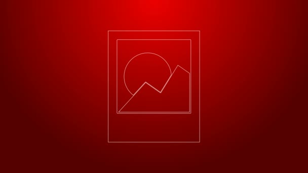 Green line Photo frames icon isolated on red background. 4K Video motion graphic animation — Stock Video