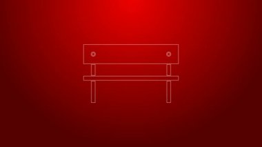 Yeşil çizgi Bench simgesi kırmızı arkaplanda izole edildi. 4K Video hareketli grafik canlandırması