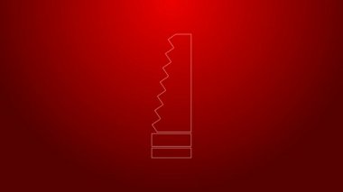 Yeşil Çizgi Bahçesi kırmızı arkaplanda izole edilmiş bir simge gördü. 4K Video hareketli grafik canlandırması