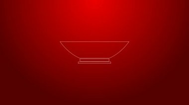 Kırmızı arkaplanda yeşil çizgi kupa simgesi izole edildi. 4K Video hareketli grafik canlandırması