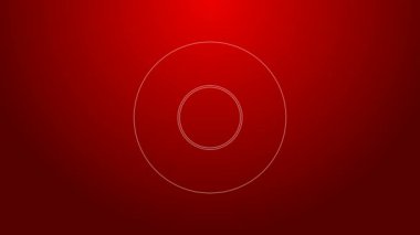 Kırmızı arkaplanda yeşil çizgi simgesi izole edildi. Çatal bıçak sembolü. Restoran tabelası. 4K Video hareketli grafik canlandırması