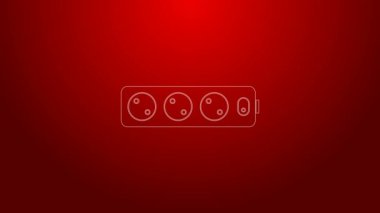Yeşil hat elektrik uzatma kablosu simgesi kırmızı arkaplanda izole edildi. Priz prizi. 4K Video hareketli grafik canlandırması
