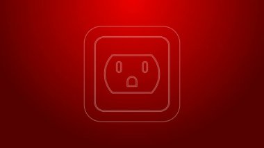 ABD simgesindeki yeşil hat elektrik çıkışı kırmızı arkaplanda izole edildi. Elektrik prizi. 4K Video hareketli grafik canlandırması