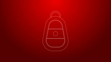 Kırmızı arka planda izole edilmiş yeşil çizgili araba anahtarı. Araba anahtarı ve alarm sistemi. 4K Video hareketli grafik canlandırması