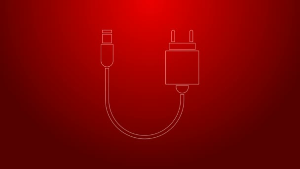 Green line Charger icon isolated on red background. 4K Video motion graphic animation — Stock Video