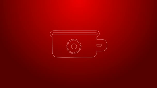 Línea verde Baby potty icono aislado sobre fondo rojo. Olla de cámara. Animación gráfica de vídeo 4K — Vídeo de stock