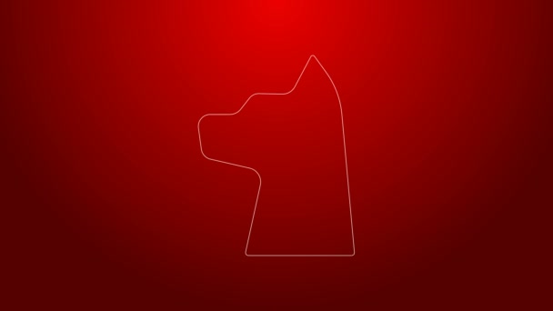 Green line Cat icon isolated on red background. 4K Video motion graphic animation — Stock Video