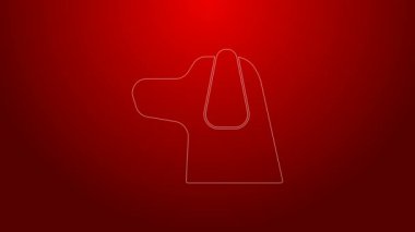 Yeşil çizgi köpek simgesi kırmızı arkaplanda izole edildi. 4K Video hareketli grafik canlandırması